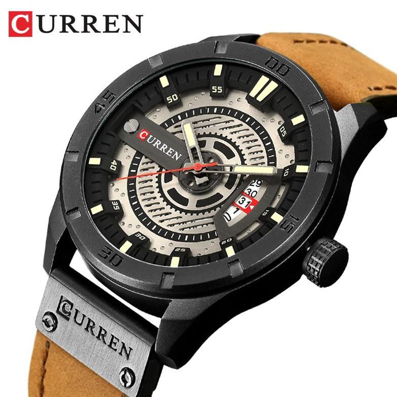 RECOMMENDED CURREN 8301 Jam Tangan Pria Analog Tali Kulit Chronograph Aktif CURRENOS