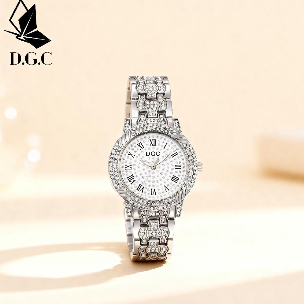 ORIGINAL DGC G196 Jam Tangan Wanita Analog Quartz Berlian Angka Romawi Rantai Alloy Fashion Jam Tang