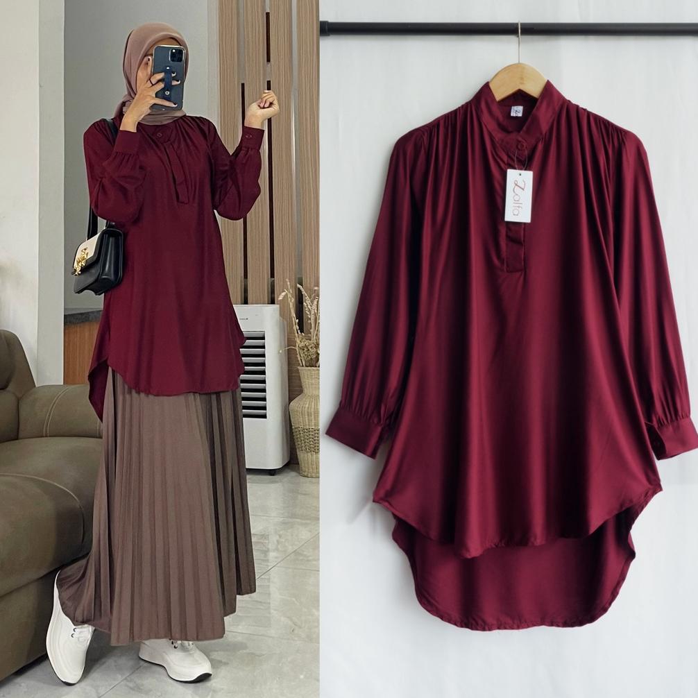ORIGINAL KALINA Tunik Wanita Katun Rayon Twill - Nyaman Dipakai, Lengan Manset, Kancing busui by ZAL