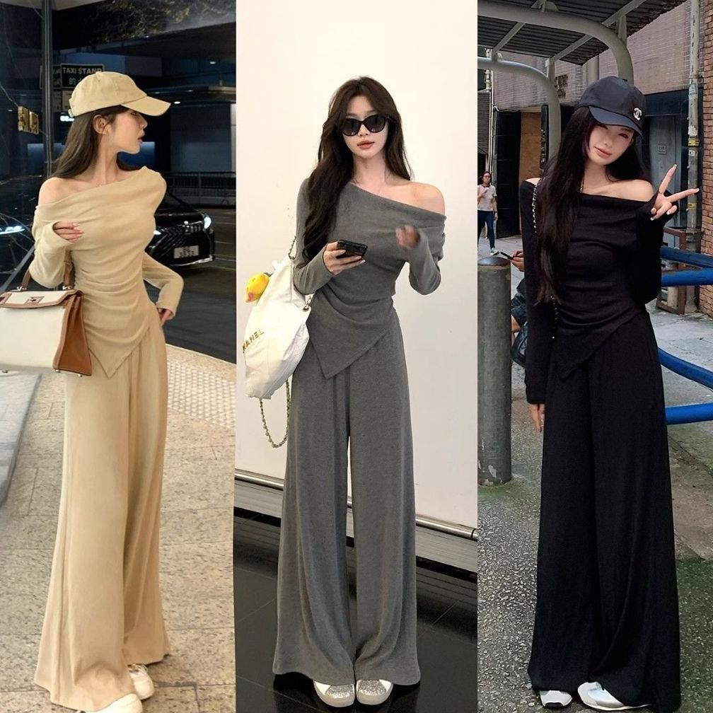 Tahan Lama Setelan Wanita Off Shoulder Elegance Set Classy Look With - Kemeja Wanita Kekinian Korean