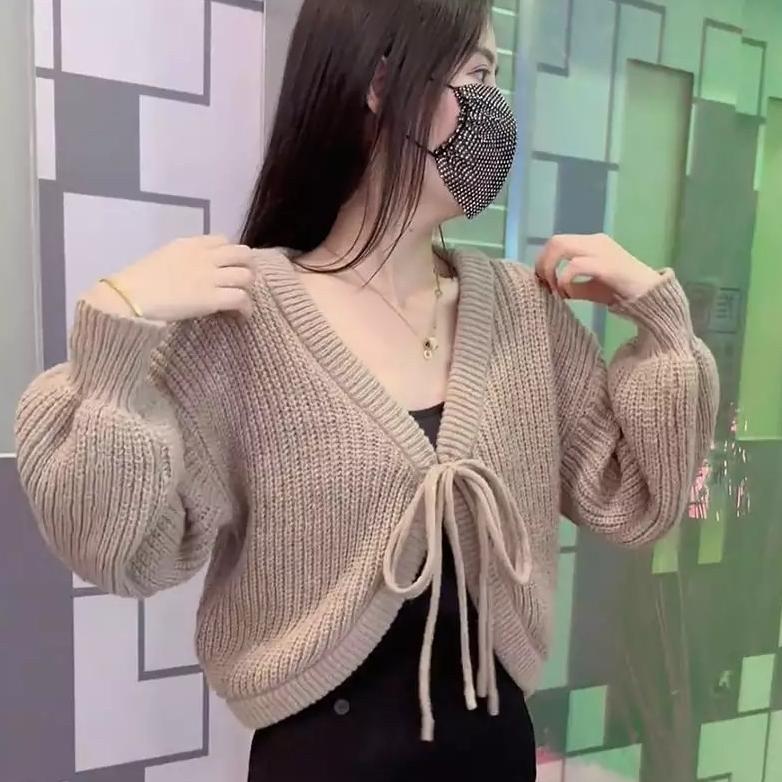 Promo Joly Sweater Tali Depan Rajut Wanita - Sweater Rajut Wanita Dengan Tali Depan Elegan