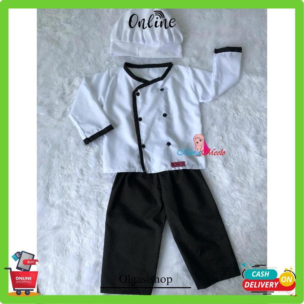 Baju Koki Chef Anak Laki Laki Kostum Foto Bayi Newborn Photoshoot Dijamin Bagus