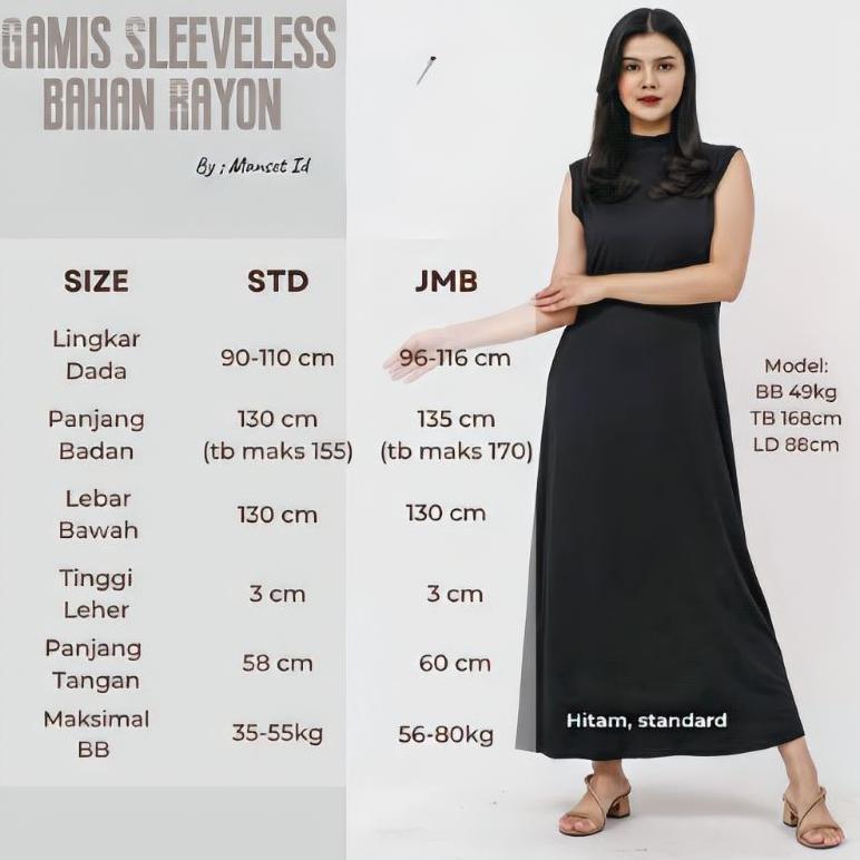 Termurah  Inner Dress Tanpa Lengan | Inner Dress Rayon | Gamis Tanpa Lengan | Inner Dress Tanpa Leng