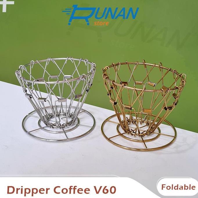 TERLARIS DRIPPER KOPI V60 COFFEE DRIPPER COLLAPSIBLE STAINLESS DRIPPER LIPAT
