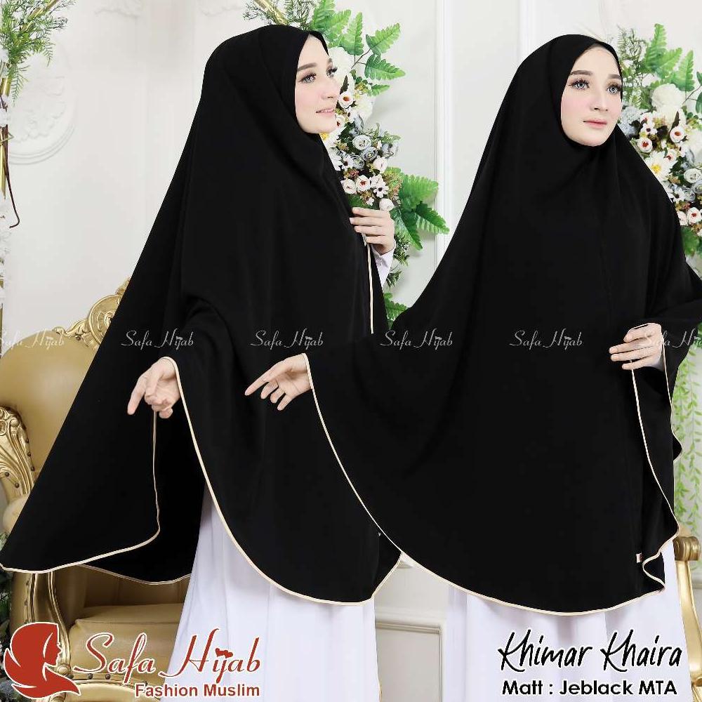 PAKET HEMAT Khimar Syari Jetblack MTA Khimar Khaira Khimar hitam pekat katun arab Fathan_hijabstore