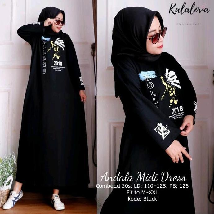 Gamis Kaos Import Jumbo Bahan Kombad Premium Setrip Dress Panjang Muslim Wanita Allshop
