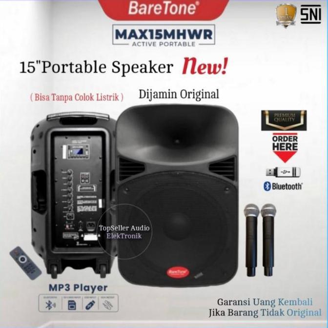 TERBARU - SPEAKER PORTABLE BareTone 15MHWR ORIGINAL BARETONE SPEAKER 15 MHWR