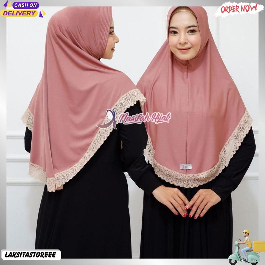 Nasifah Hijab - Sari Renda Jilbab Instan Renda Bahan Jersey Hijab Insatn Pet Antem Bergo Renda Cokla