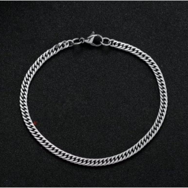 100% AMAN GELANG RANTAI RAPAT TITANIUM ASLI PRIA WANITA