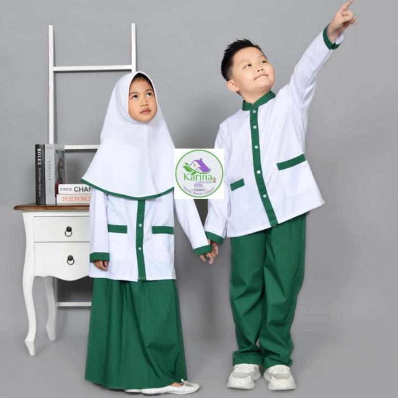 Diskon Seragam Sekolah Madrasah Dan Paud Tk Muslim Cowok Putih Hijau