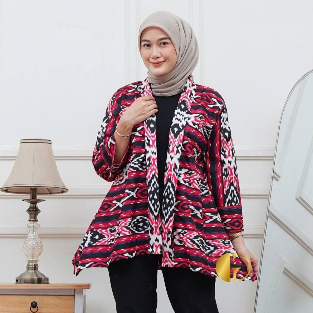 Berkualitas Granito.Id - Outer Sakura Batik Polimikro Kondangan Seragam Kerja / Formee Outfit / Leng