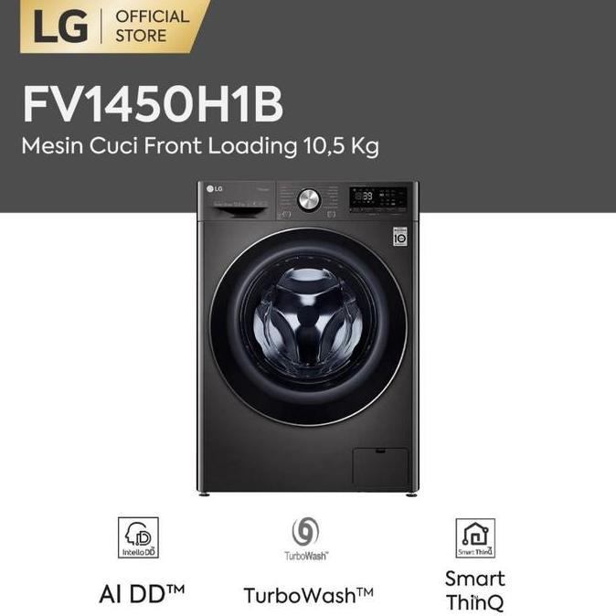 LG FV1450H1B MESIN CUCI FRONT LOADING 10.5 Kg Dry 7 Kg FV1450
