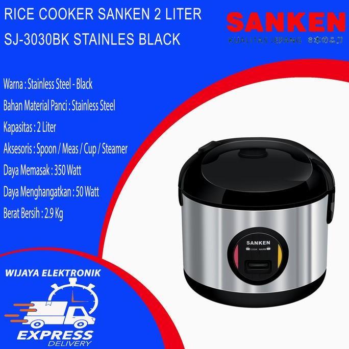 SANKEN Magic Com SJ-3030 BK Stainless Rice Cooker 2L