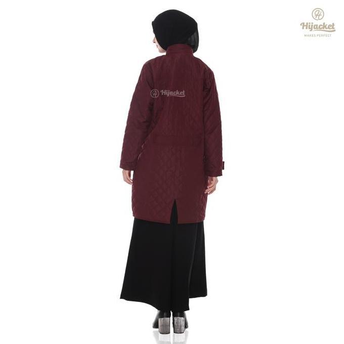 Hijacket Belva Orinal Red Burgundy Jaket Parasut Wanita Muslimah