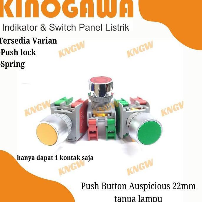 Push Button 22Mm Tanpa Lampu - Push Lock & Spring - Auspicious Restock