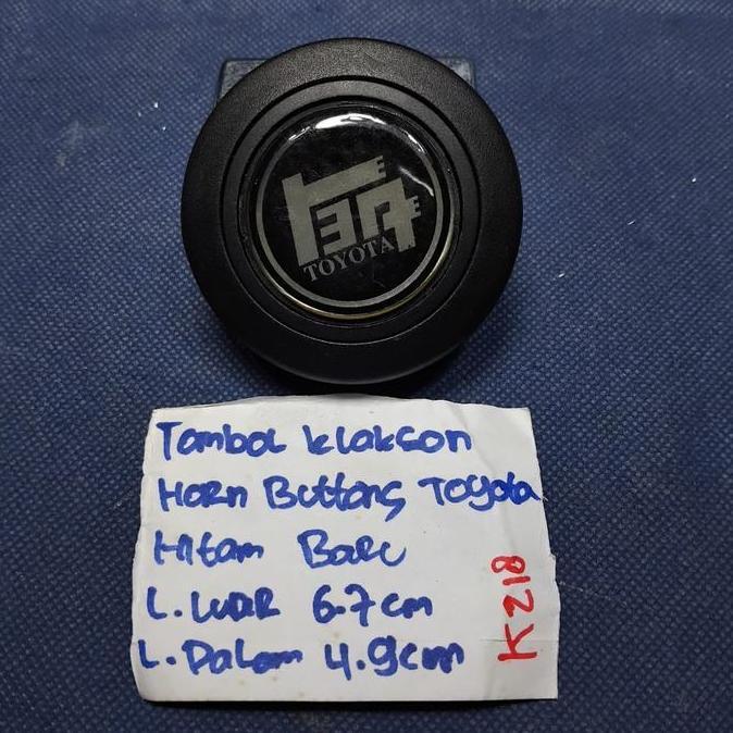TOMBOL KLAKSON HORN BUTTON MOBIL TOYOTA HITAM CHROME BARU MINUS LECET LEBAR LUAR 6.7CM LEBAR DALAM 4