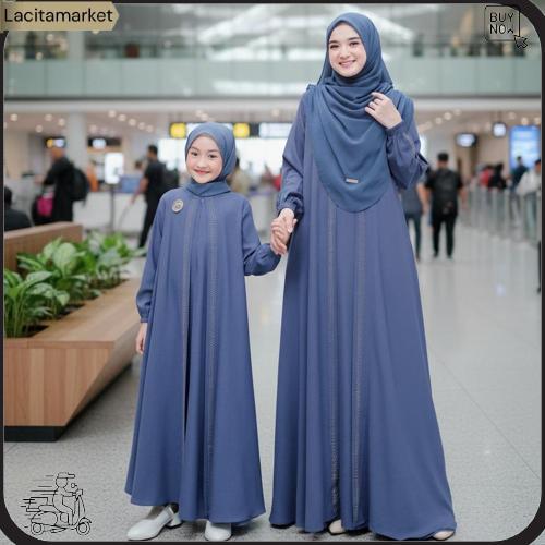 Gamis  Abaya Couple Ibu Dan Anak Perempuan Warna Putih Terbaru Cocok Jalan & Acara Formal Hemat Bang
