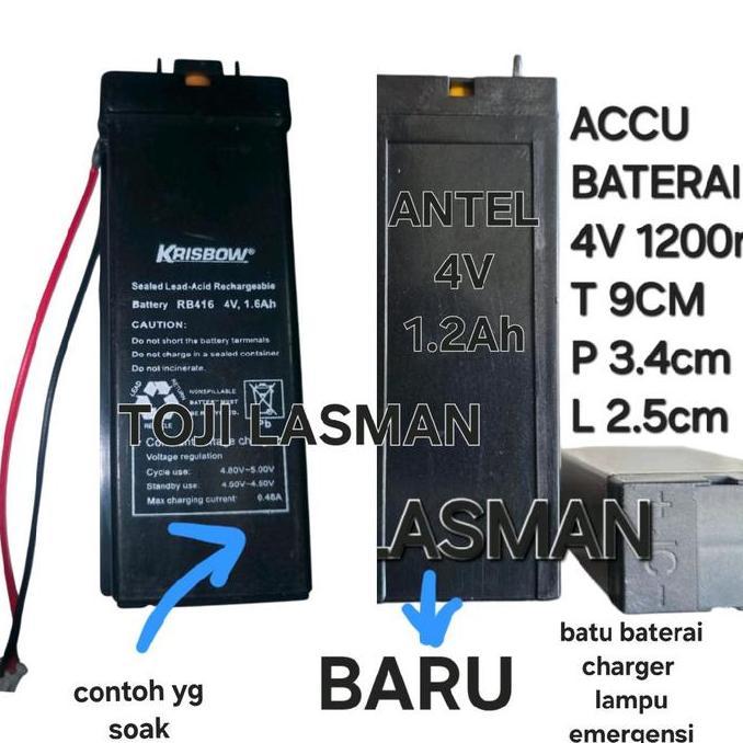 ( BATU 4V 1200MAH )  BATU BATERAI BATTERY ACCU AKI LAMPU EMERGENSI EMERGENCY SENTER BATERAI TIMBANGA