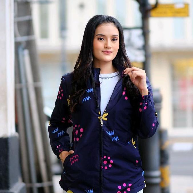Zhafiraoutfit Jaket Tunik Full Printing Motif Anti Air Anti Angin Musim panas Musim dingin Panjang W