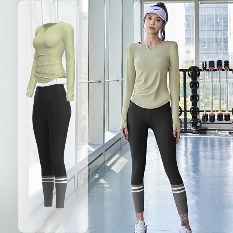 NEW PRODUCT SETELAN OLAHRAGA 2 IN 1 PAKAIAN OLAHRAGA WANITA SET / ATASAN LENGAN PANJANG CELANA LEGGI