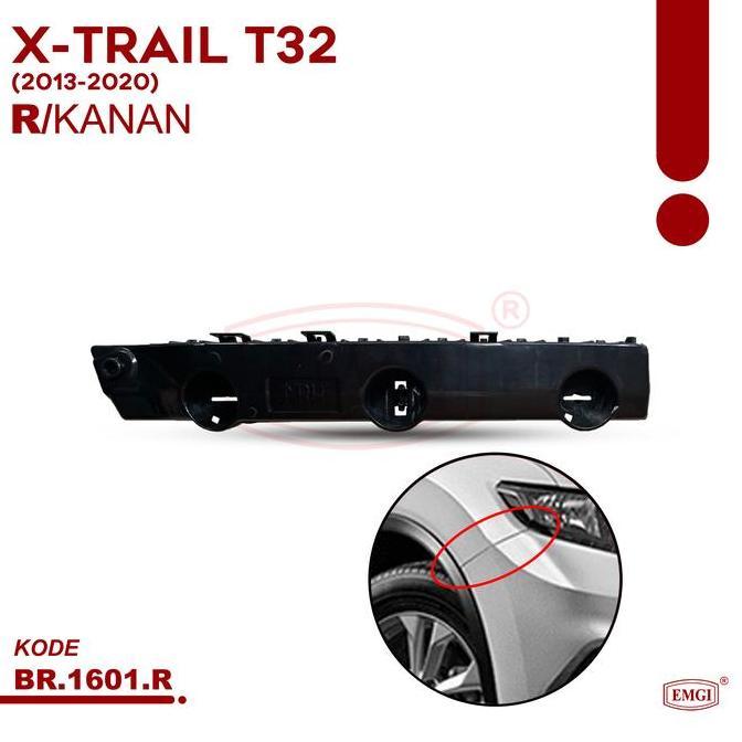 EMGI - BRACKET BUMPER DEPAN XTRAIL T32 2013 2014 2015 2016 2017 2018 2019 2020 HITAM - BR.1601.R/L P