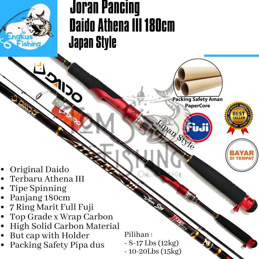 Joran Pancing Daido Athena III 3 180cm JS Pro Series Fuji (12kg- 15kg) Carbon Solid - Engkus Fishing