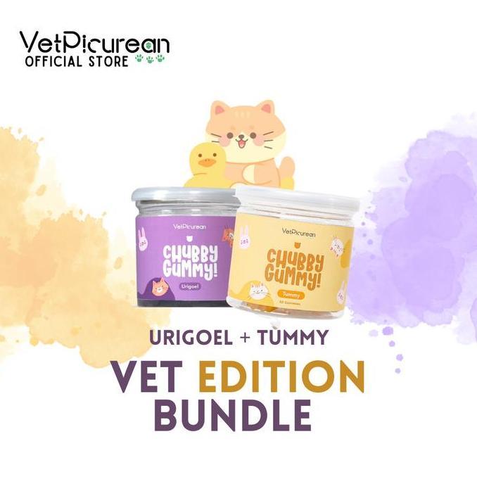VETPICUREAN Bundle Chubby Gummy Urigoel + Tummy Vitamin Anjing Kucing Pencernaan Saluran Kemih