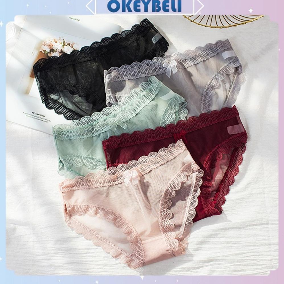 hot product okey belicd1236 celana dalam wanita transparan renda brukat kolor sexy cd segitiga lace 
