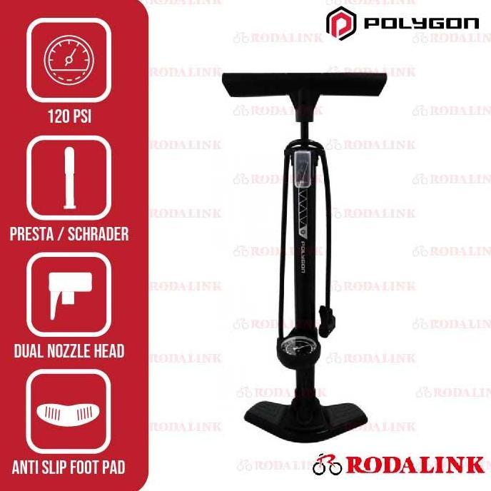 Polygon Pompa Ban Sepeda Floor Pump Steel STX 120 psi