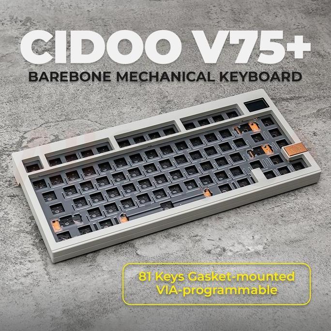 NEW CIDOO V75 PLUS BAREBONE 75% LED HOTSWAPPABLE MECHANICAL KEYBOARD ORI