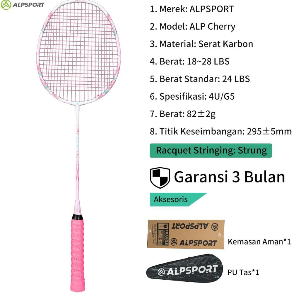 HOT SALE ALPSPORT New Cherry Badminton Racket 100% Serat Karbon Penuh Desain Asli Model Dewi Desain 
