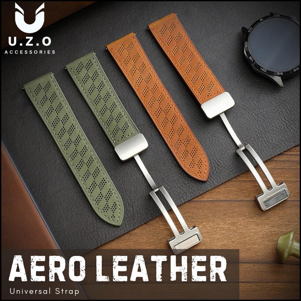Strap Samsung Huawei Amazfit Garmin Watch Leather Aero Tali Jam Kulit UZO original