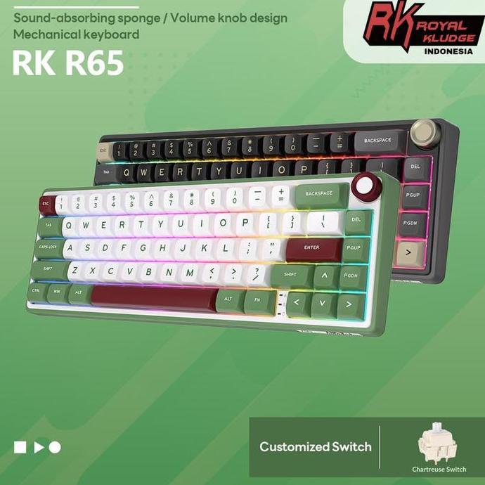 NEW ROYAL KLUDGE RK R65 KNOB 65% GASKET MECHANICAL KEYBOARD ORI