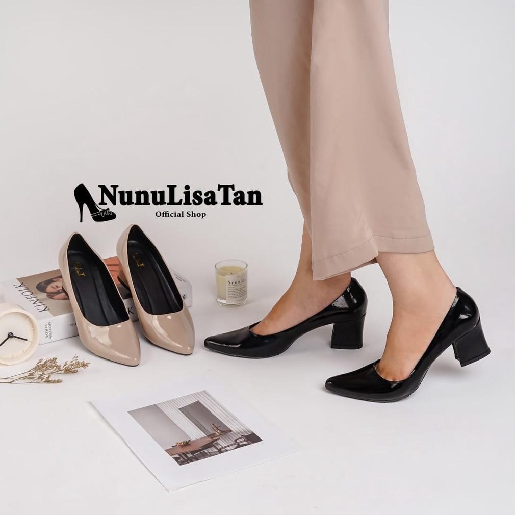 Promo Nunulisatan - High Heels Pantofel Glossy Polos Hak Tahu