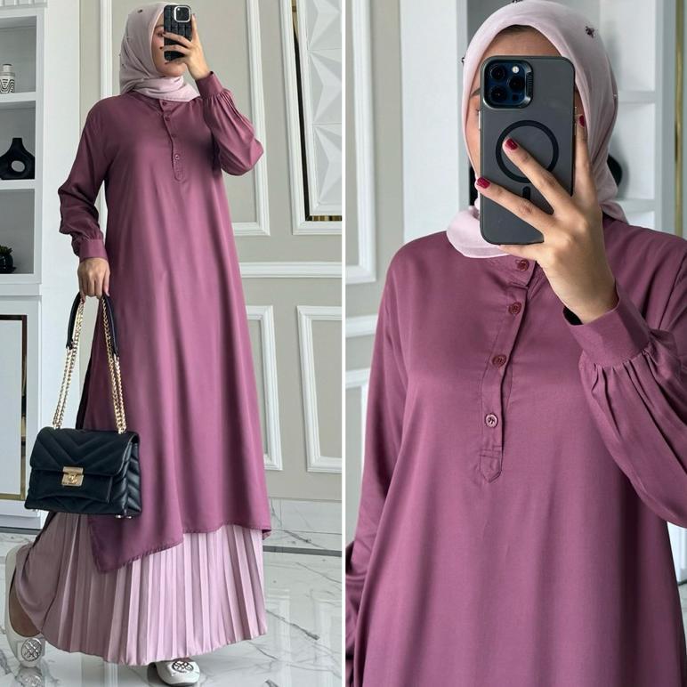 SUPER DEAL KALEA TUNIK BY ZALFA OUTFIT / LONG TUNIK RAYON TWILL POLOS PREMIUM