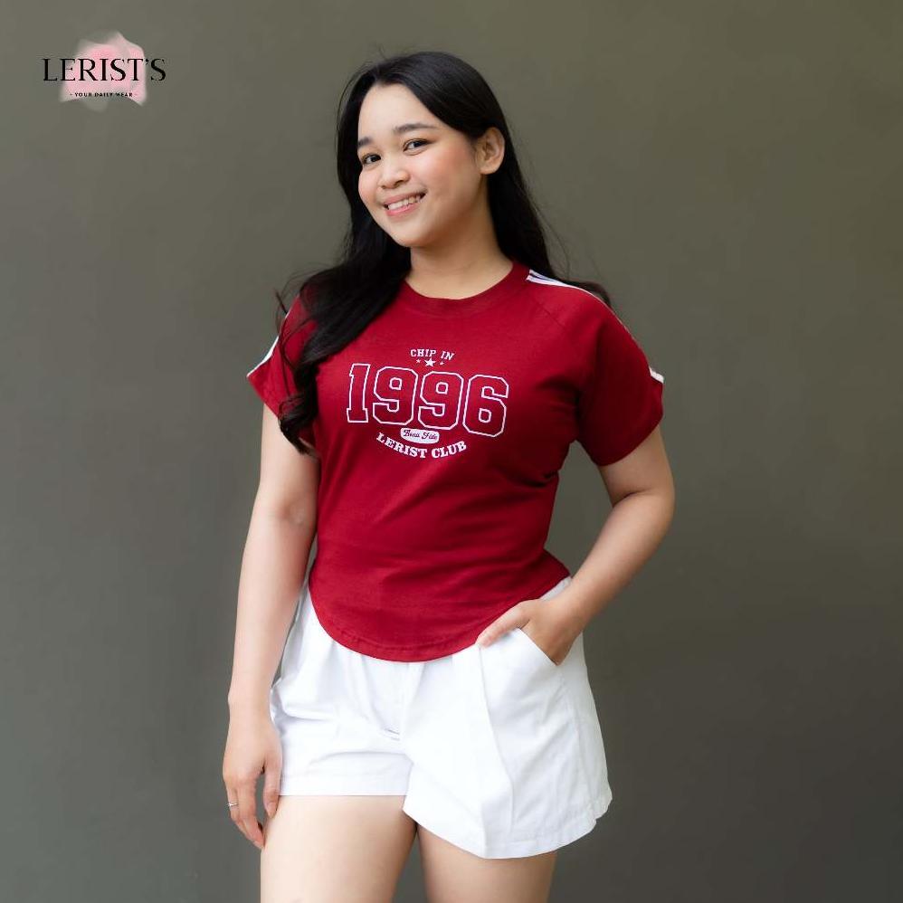 BESTPROMO CROP CHIP IN 1996 LERIST CLUB WOMEN - Tshirt Crop Round neck top tee Kaos atasan wanita co