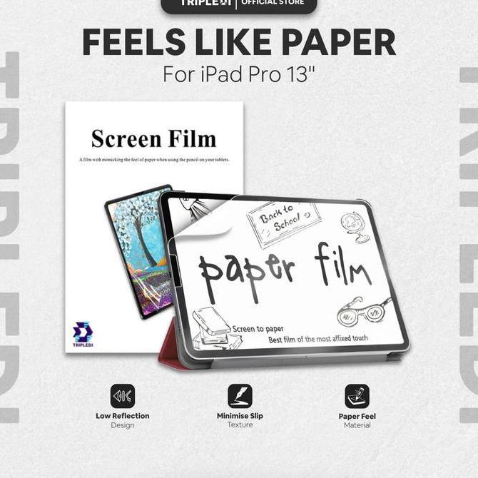 TRIPLEDI Anti Gores Film For iPad Pro 13 inch M4 2024 M5 2025 Feels Like On Paper TD3202 Screen Prot