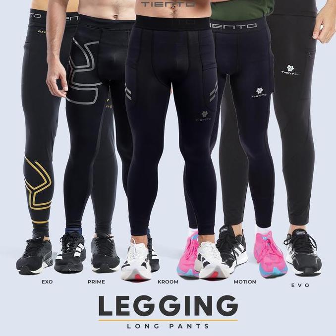 Tiento Baselayer Leging Celana Panjang Ketat Olahraga Pria Legging Sport Long Pants EXO Series Bola
