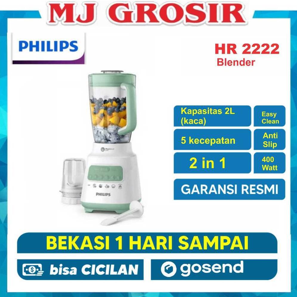 BLENDER PHILIPS HR 2222 2 IN 1 SERBAGUNA BAHAN KACA 1.5 LITER