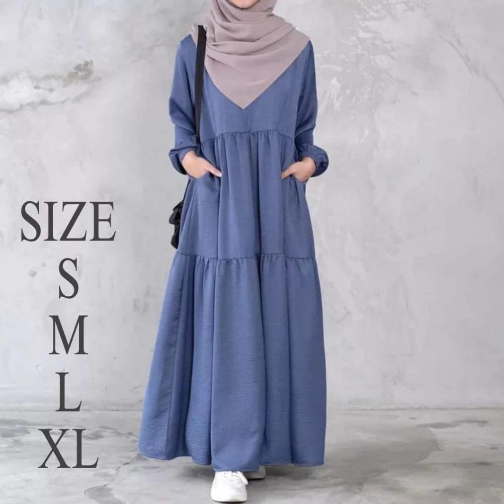 Banting Harga Gamis Serut Mat Crincle  Remaja Kekinian Terbaru Gamis Dress Remaja/Lebaran Kekinian G