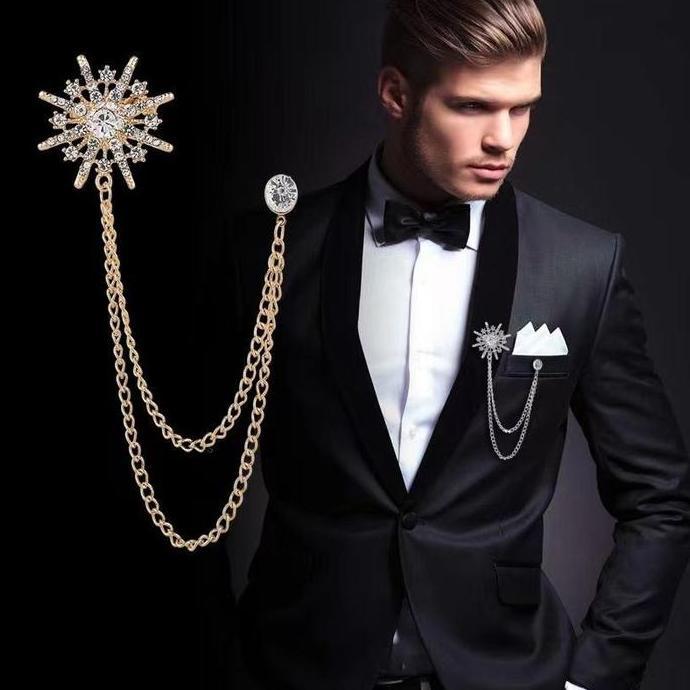 Lapel Pin Bros Aksesoris Pin Jas Blazer Melayu Rantai Baju Pin Baju Melayu Rumbai Rantai Baju Melayu