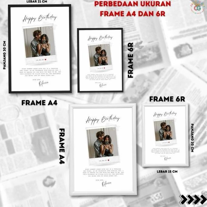 Craftify Gift Frame 11 - Kado Berkesan Frame Foto Custom 6R A4 Pop Up untuk Gift Anniversary & Ulang