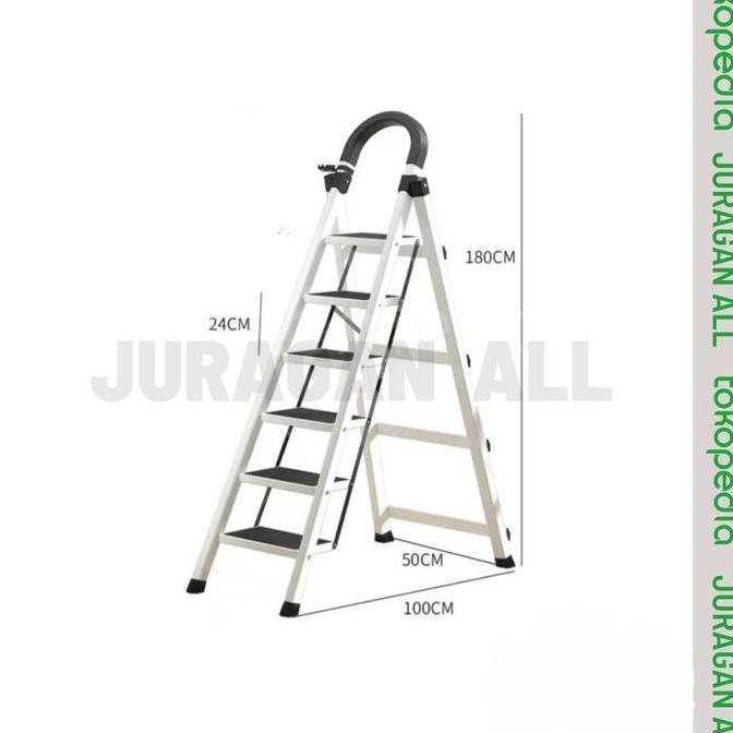 TANGGA LIPAT/TANGGA PORTABLE/TANGGA LIPAT BESI ALUMUNIUM-6 STEP PUTIH