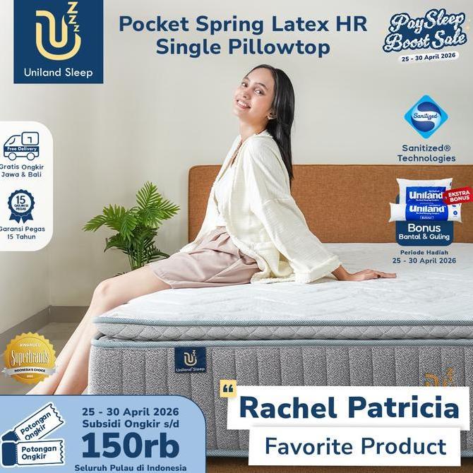 Kasur Pocket Spring Bed Latex HR Single Pillowtop 30cm Uniland Sleep