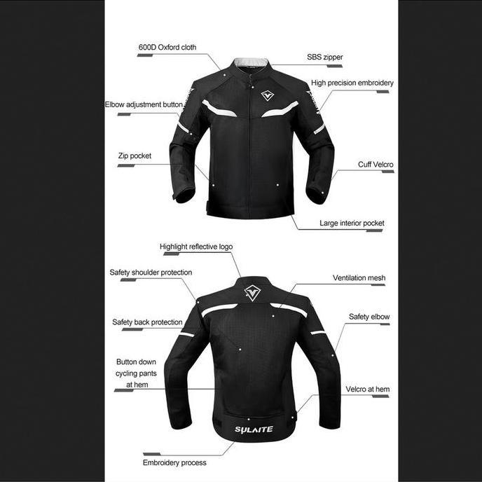 Sulaite Touring Motorcycle Jacket With Body Back Protectors Jaket Motor Premium dengan Pelindung Sik
