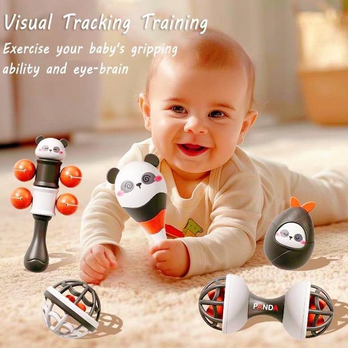 VIVI Instrumen Mainan Pencerahan Bayi Merah & Hitam, Bola Palu Pasir, Stimulasi Visual, Mainan Pendi