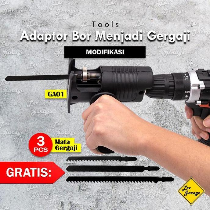 Adaptor Adapter Bor Listrik / Cordless Jadi Ke Gergaji Mesin Jigsaw