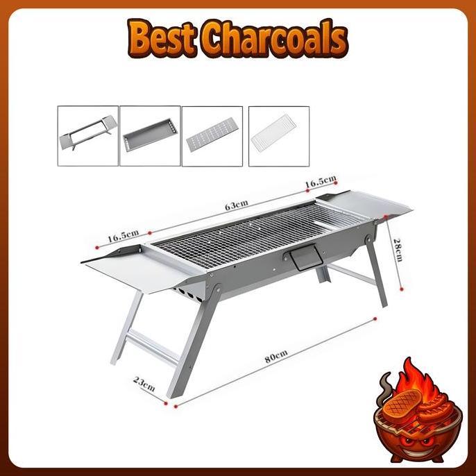 6BANKAVARSHOP - PANGGANGAN BBQ PORTABLE GRILL ALAT PANGGANG PANJANG STAINLESS