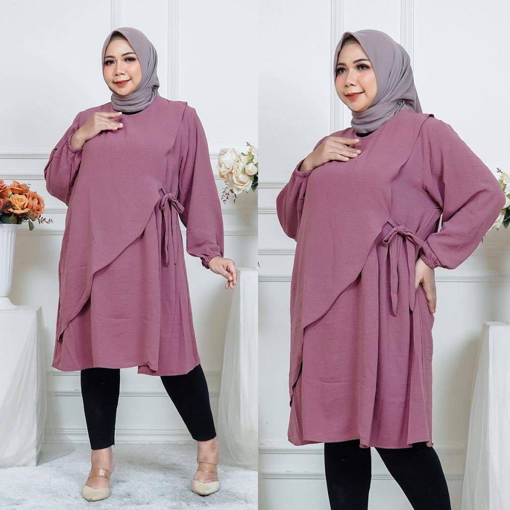 Terlaris Tunik Jumbo Polos Premium Ld 116, 124, 134 & 144 Cm | Baju Kuliah & Kerja | Renata Tunik