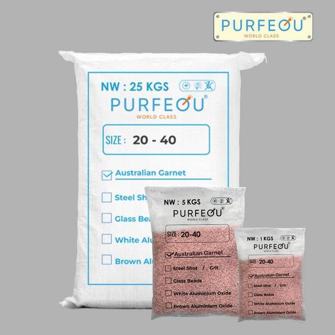 Pasir Australian Garnet Mesh 20/40 Media Sandblasting Kasar untuk Karat & Coating Tebal (25KG)